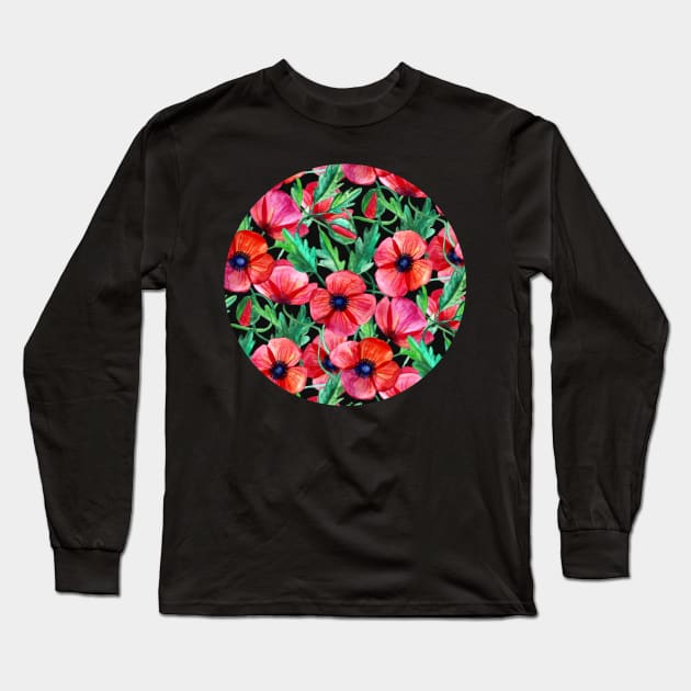 Plenty of Poppies – black Long Sleeve T-Shirt by micklyn